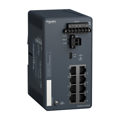 Switch di rete, rete Modicon, gestito, 8 porte per rame, rigido