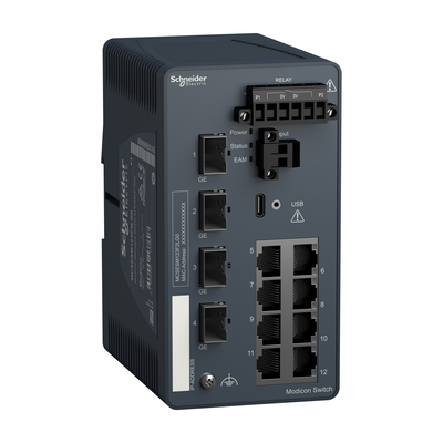 Switch di rete, rete Modicon, gestito, 8 porte per rame con SFP da 4 Gigabit
