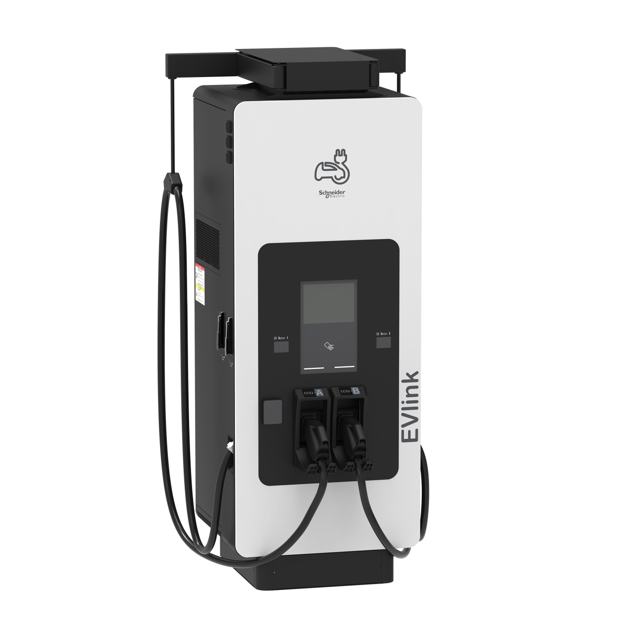 Fast charging station, EVlink Pro DC, 120kW, CCS2 + CCS2 connectors, 3.6m cable with cable management system, credit card reader