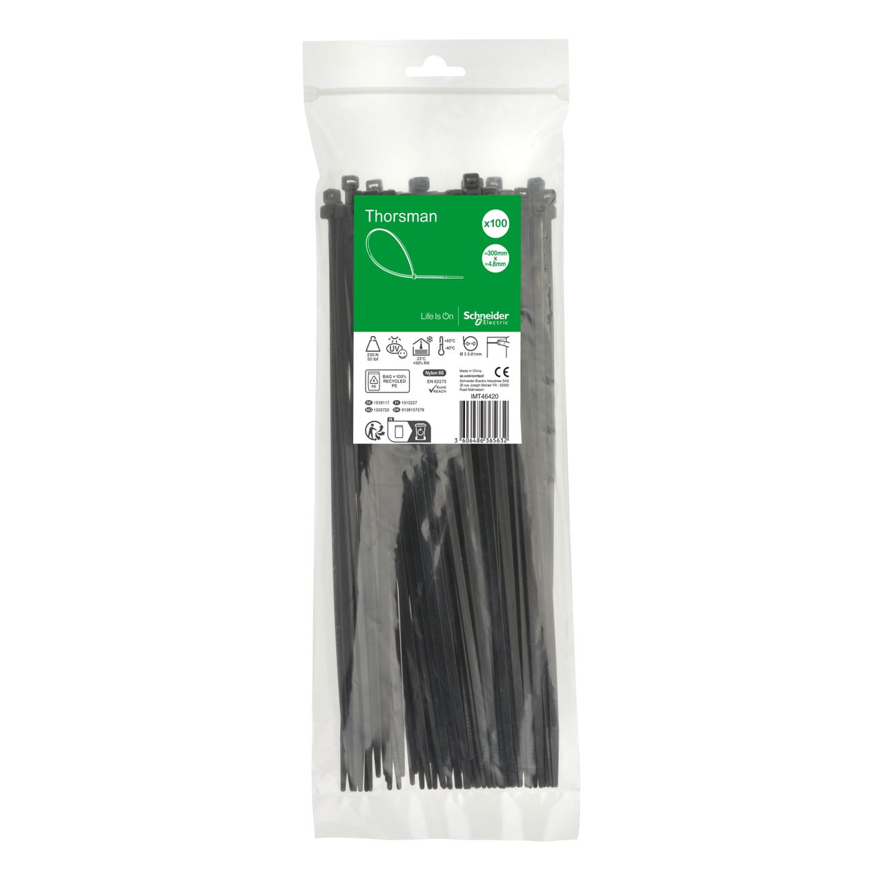 Accessori, Mureva Tube & Fix, Fascette di Cablaggio,  300x4.8mm, nero [prezzo per 100pz] – Immagine 3 di 3
