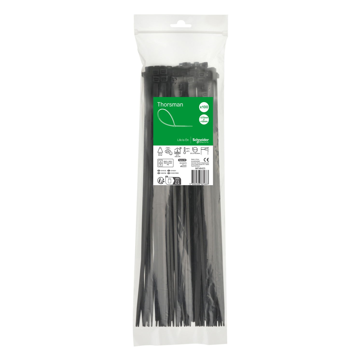 Accessori, Mureva Tube & Fix, Fascette di Cablaggio, 370x4.8mm, nero [prezzo per 100pz] – Immagine 3 di 3