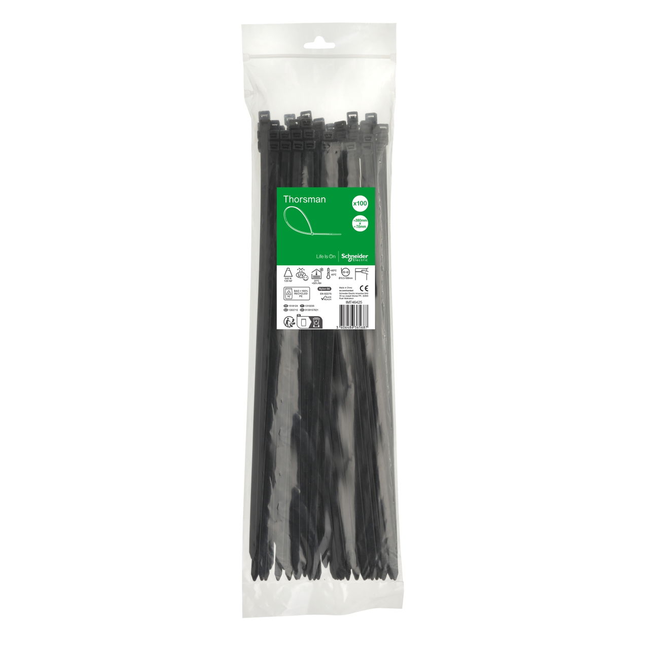 Accessori, Mureva Tube & Fix, Fascette di Cablaggio, 380x7.6mm, nero [prezzo per 100pz] – Immagine 3 di 3