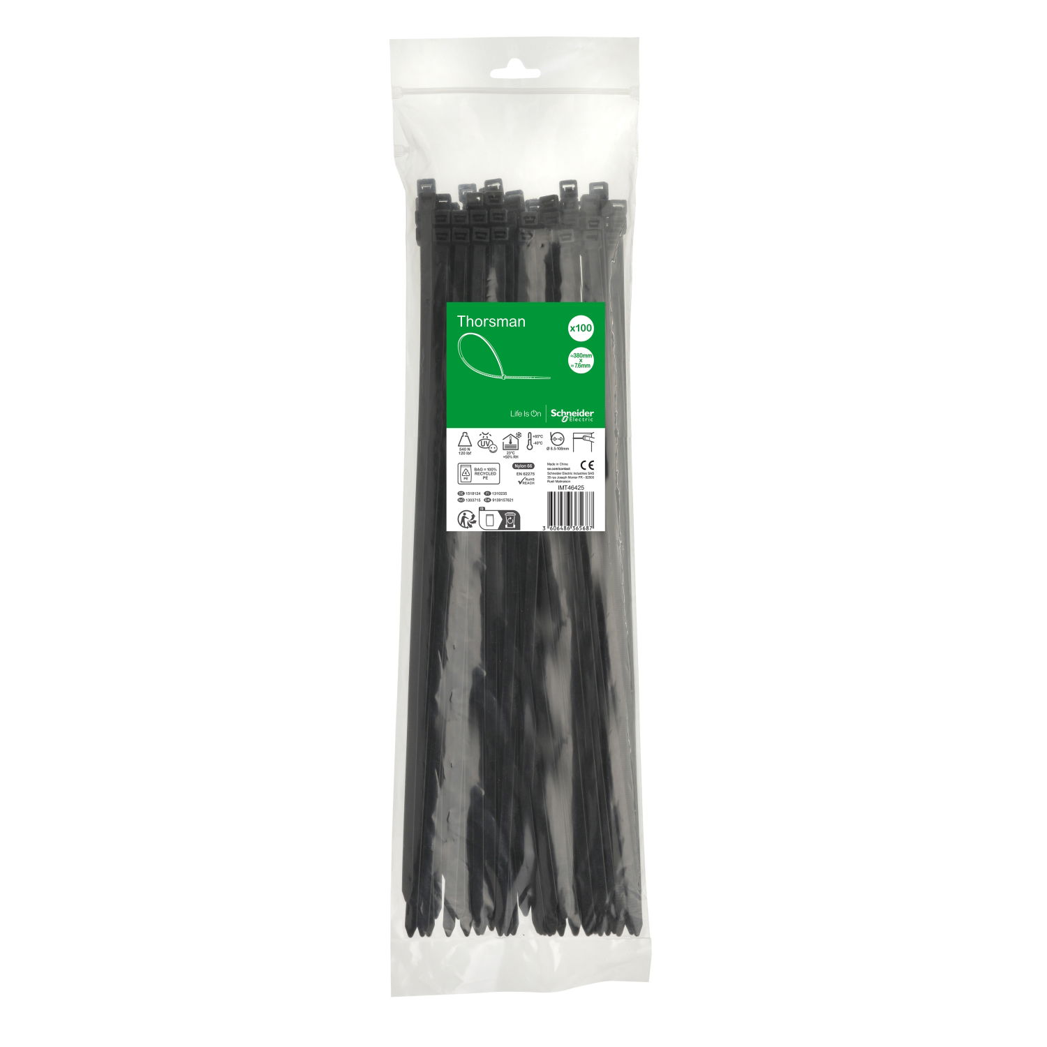 Accessori, Mureva Tube & Fix, Fascette di Cablaggio, 380x7.6mm, nero [prezzo per 100pz] – Immagine 3 di 3