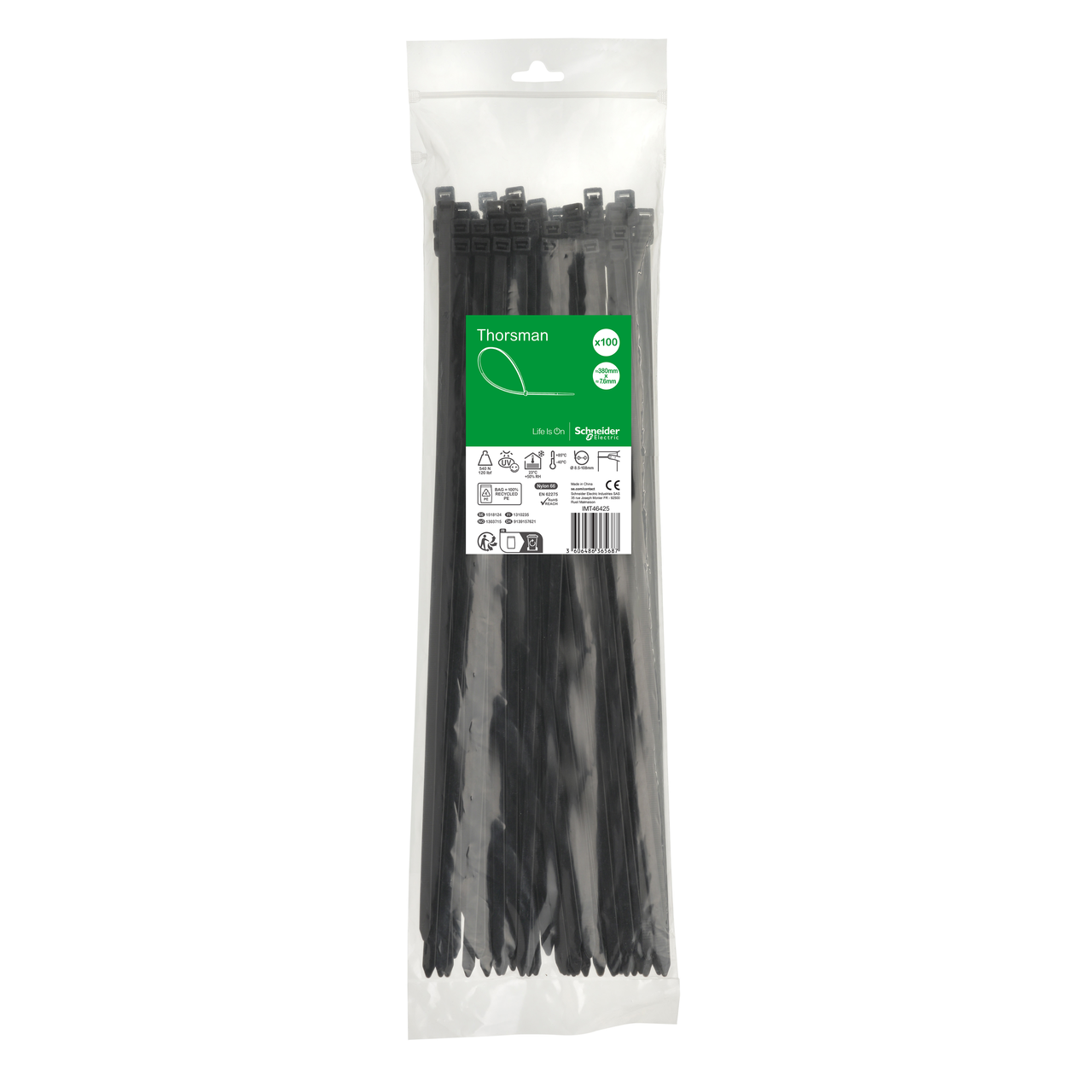 Accessori, Mureva Tube & Fix, Fascette di Cablaggio, 380x7.6mm, nero [prezzo per 100pz]