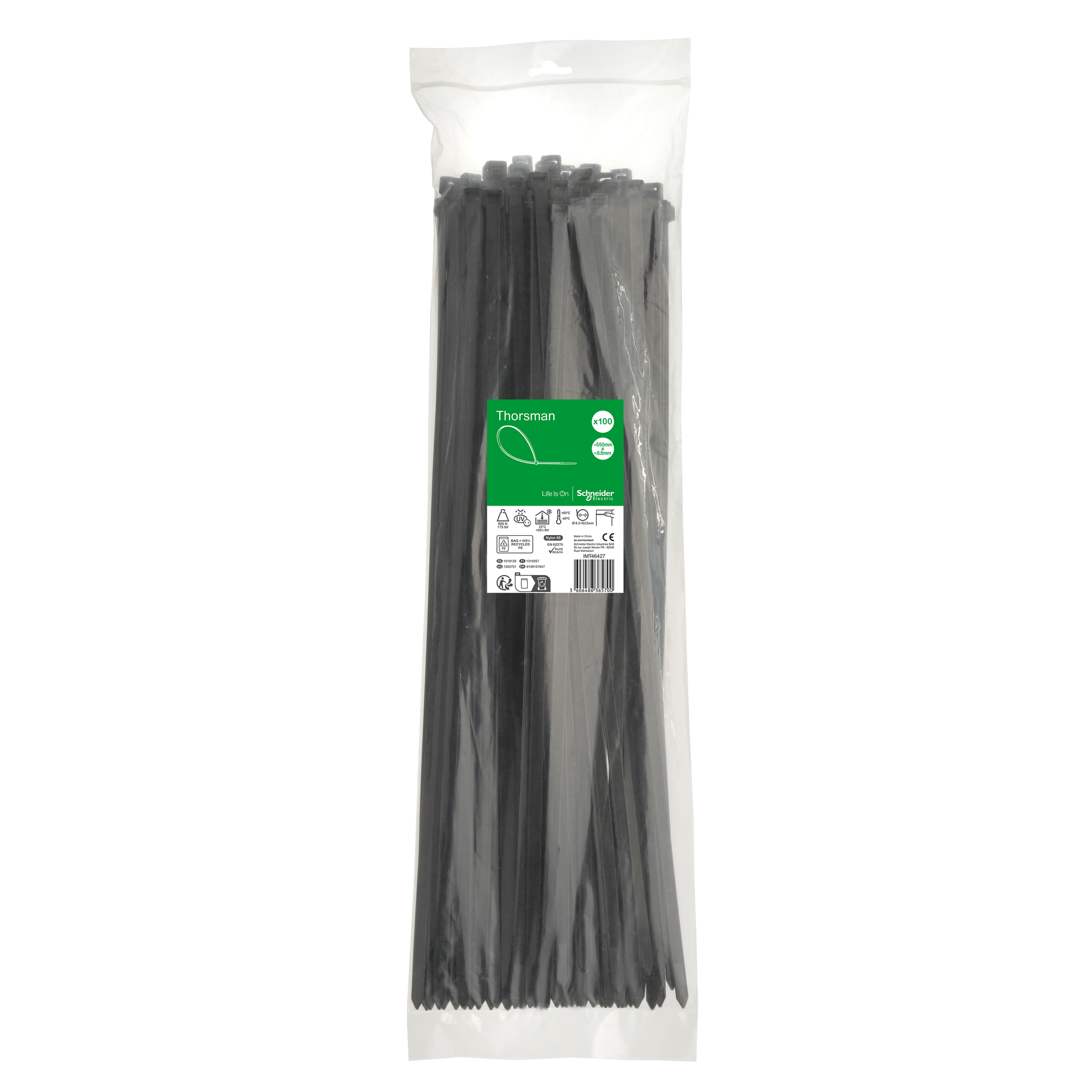 Accessori, Mureva Tube & Fix, Fascette di Cablaggio, 550x8.8mm, nero [prezzo per 100pz]