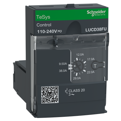 Unità di controllo avanzata, TeSys Ultra, 3P, da 9,5 a 38 A, 690 VCA, protezione e diagnostica, classe 20, bobina da 110 a 240 VCA/CC