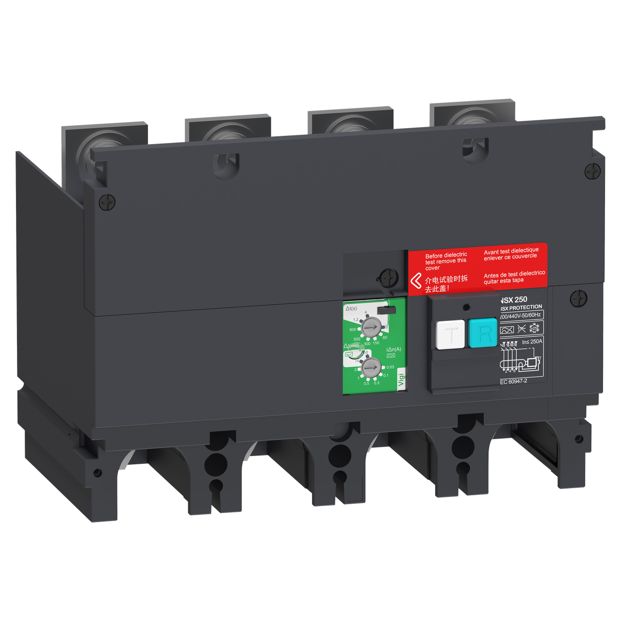 Modulo di protezione aggiuntivo per correnti differenziali VigiPacT, ComPacT NSX 250, da 200 VAC a 440 VAC, da 30 mA a 30 A, 4 poli