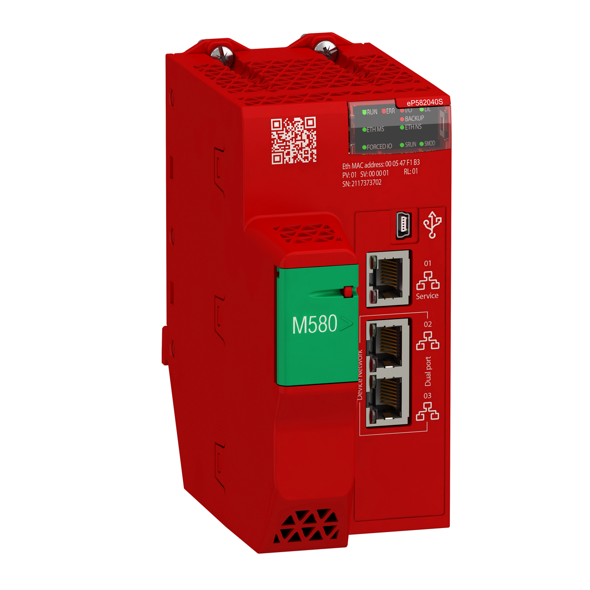 Processore di sicurezza standalone, Modicon M580, 8 MB, 61 dispositivi Ethernet, 8 rack I/O remoti, 16 dispositivi CIP Safety