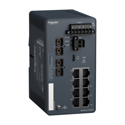 Switch gestito esteso Modicon - 8 porte per rame + 2 porte per fibra ottica multimodale - Dura