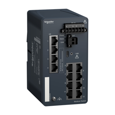Modicon Managed Switch - 8 porte in rame + 4 porte Gigabit in rame