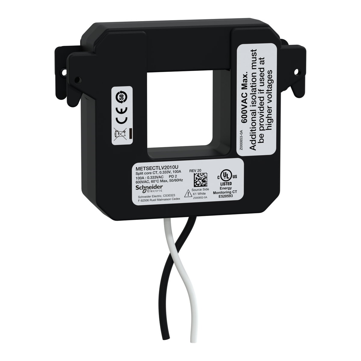 Trasformatore Amperometrico, PowerLogic, TA LVCT apribile, 100 A, uscita 0,333 V, 36x36 mm – Immagine 3 di 3