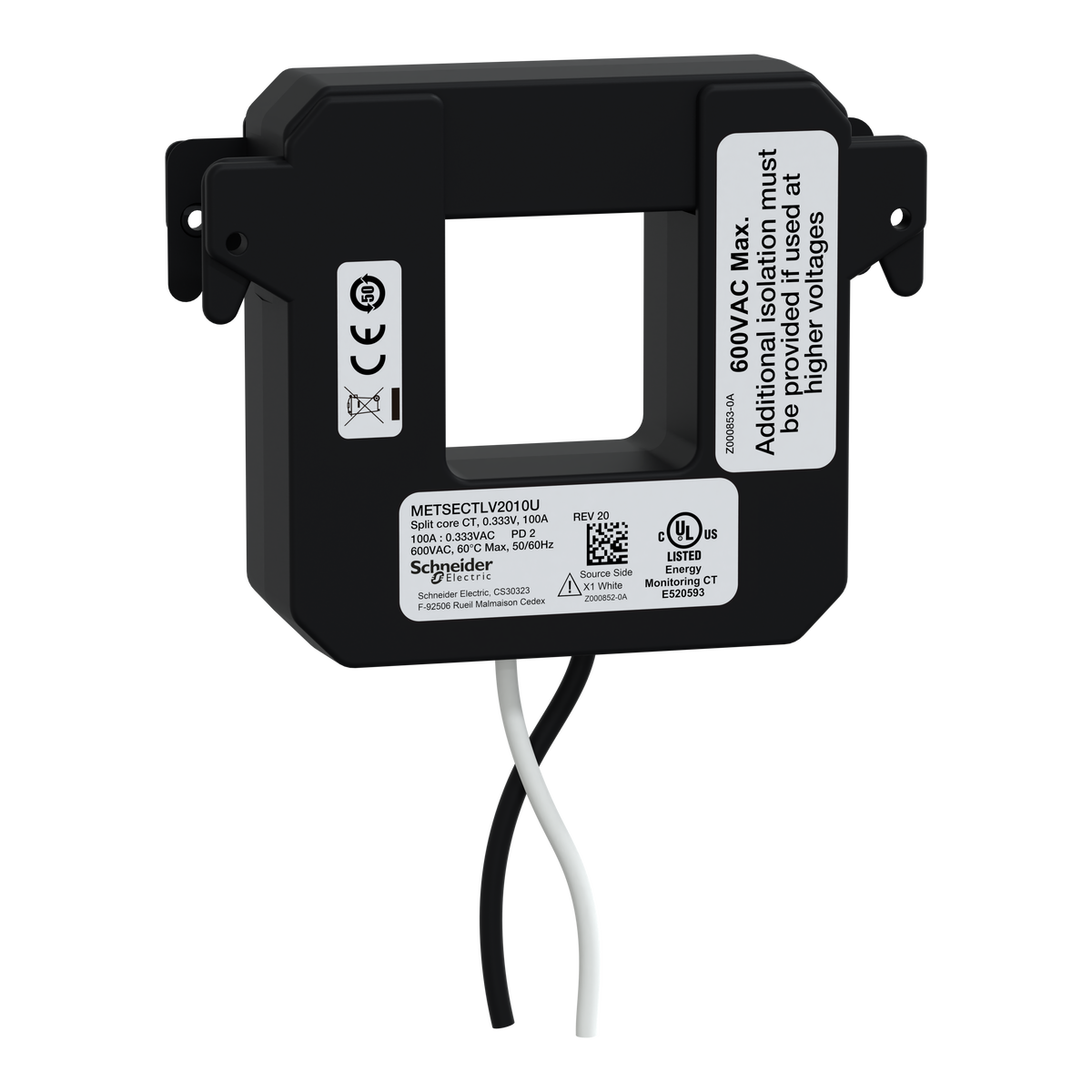 Trasformatore Amperometrico, PowerLogic, TA LVCT apribile, 100 A, uscita 0,333 V, 36x36 mm