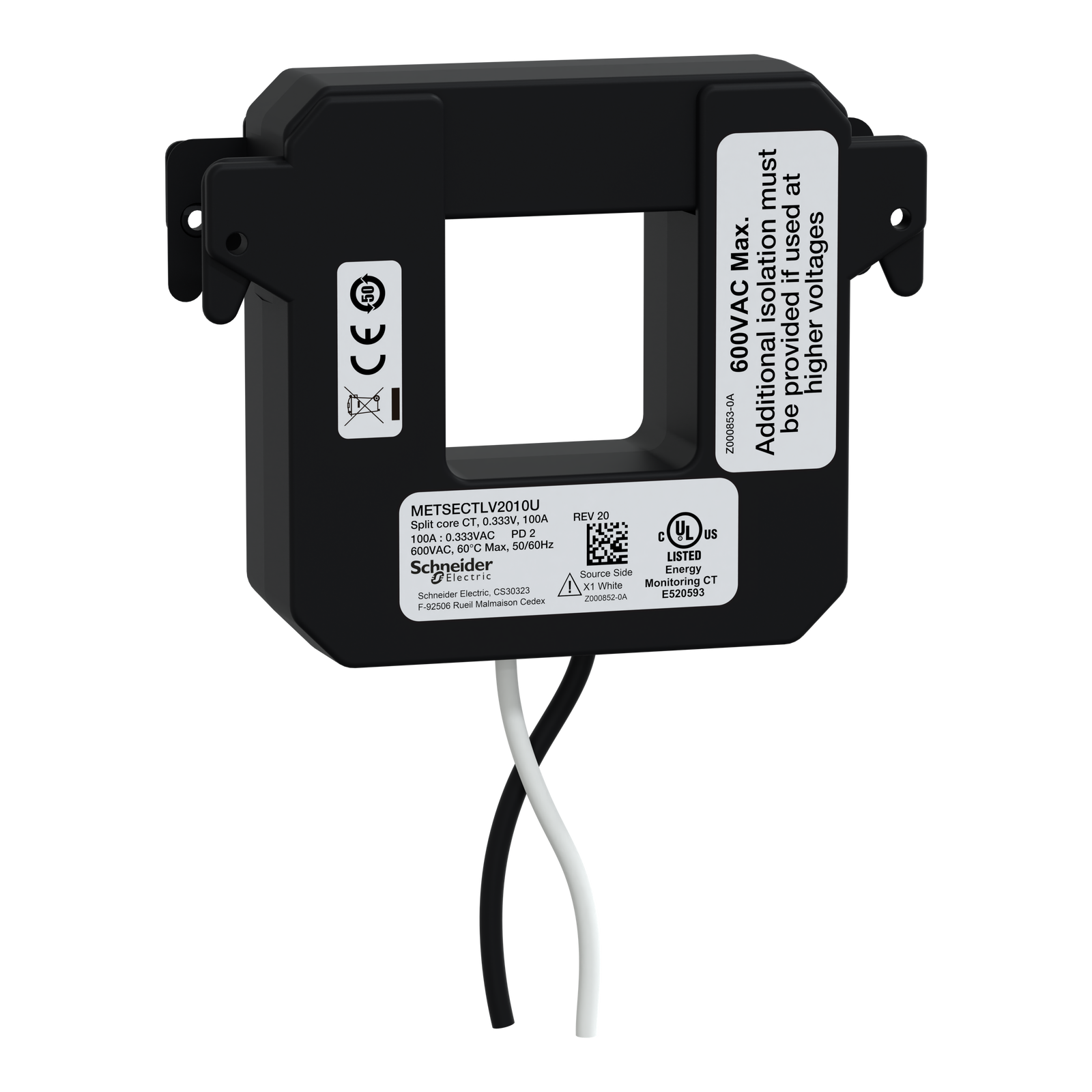 Trasformatore Amperometrico, PowerLogic, TA LVCT apribile, 100 A, uscita 0,333 V, 36x36 mm