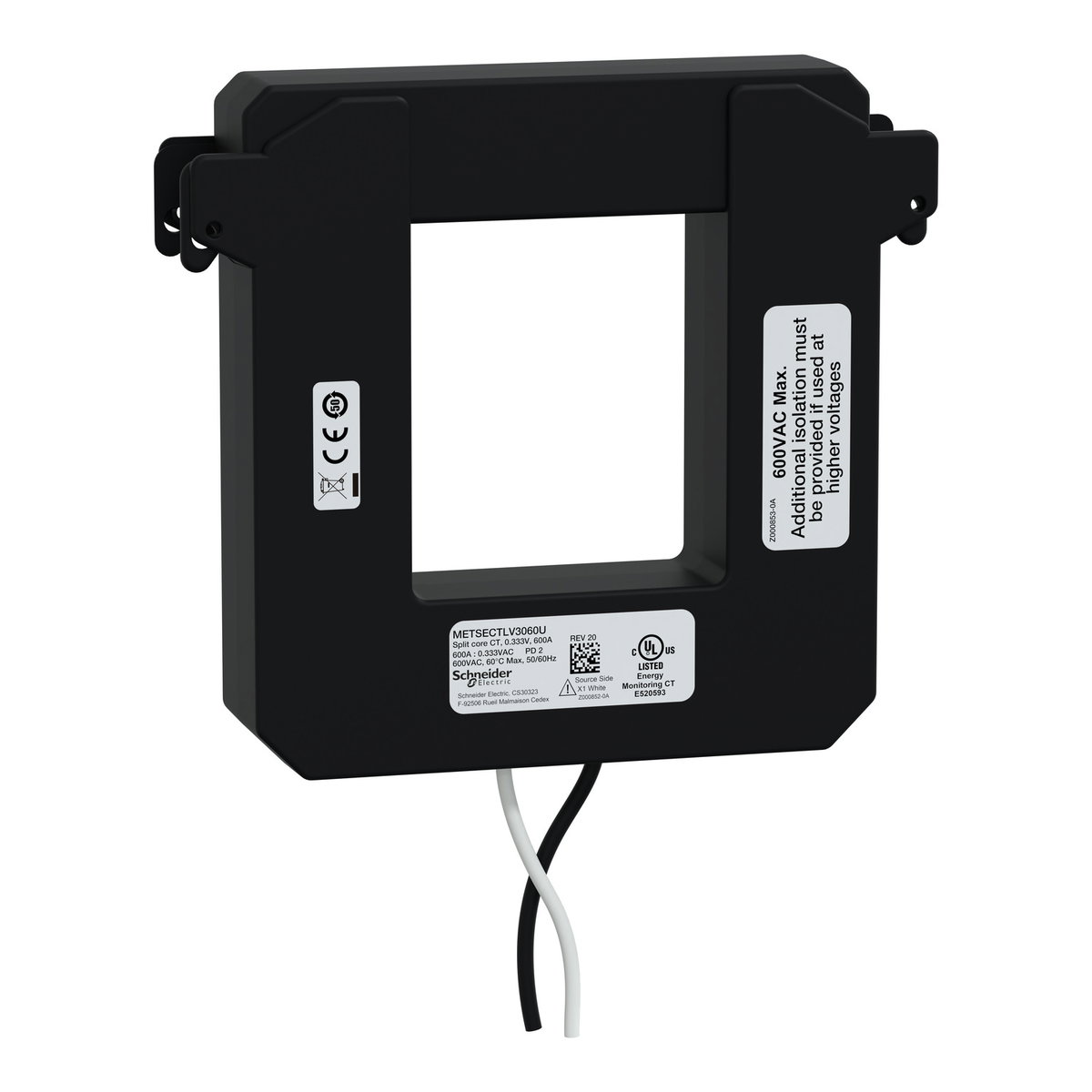 Trasformatore Amperometrico, PowerLogic, TA LVCT apribile, 600 A, uscita 0,333 V, 74x63 mm – Immagine 3 di 3
