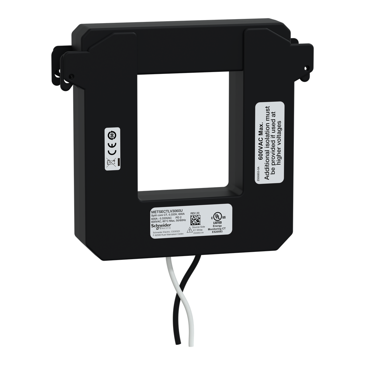 Trasformatore Amperometrico, PowerLogic, TA LVCT apribile, 600 A, uscita 0,333 V, 74x63 mm