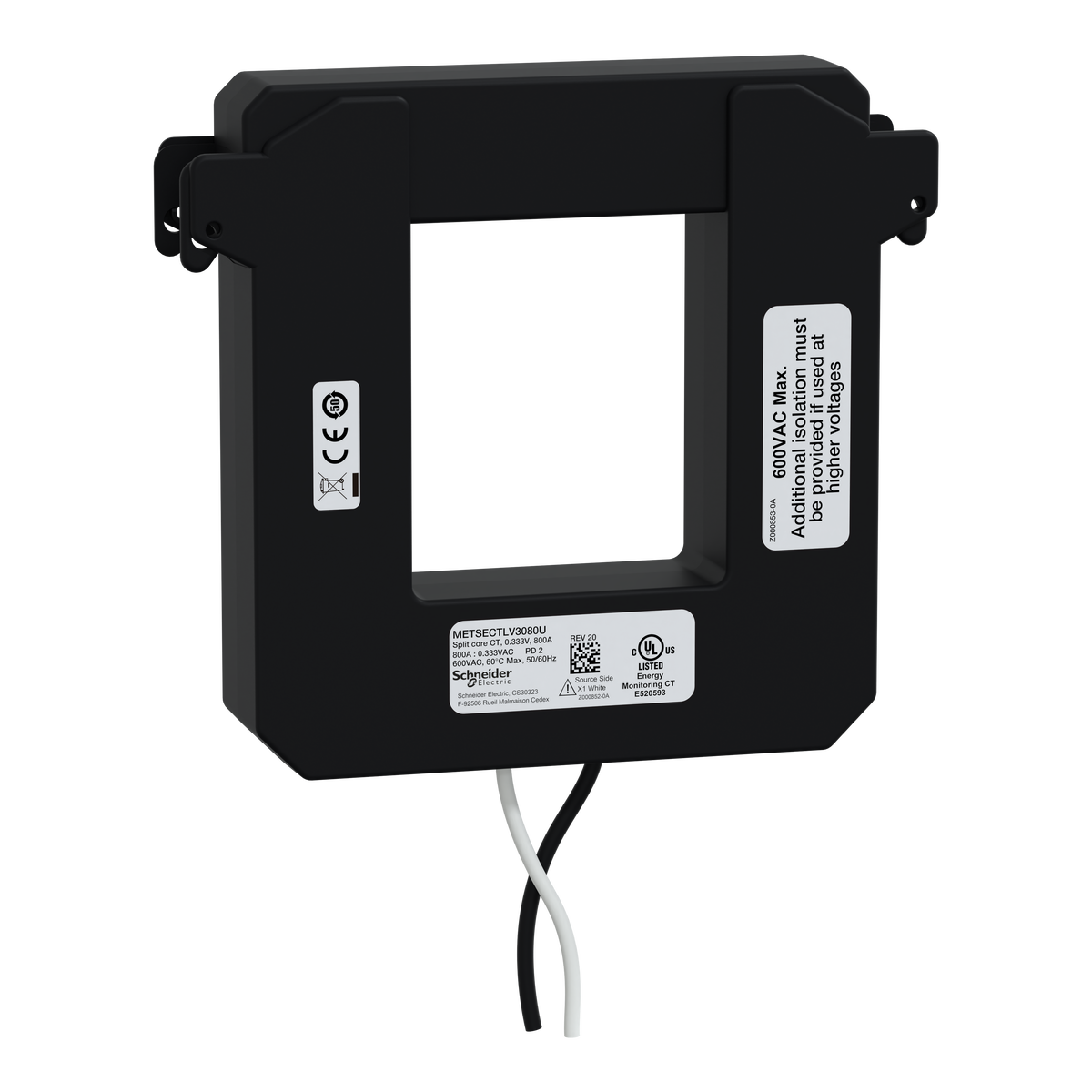 Trasformatore Amperometrico, PowerLogic, TA LVCT apribile, 800 A, uscita 0,333 V, 74x63 mm