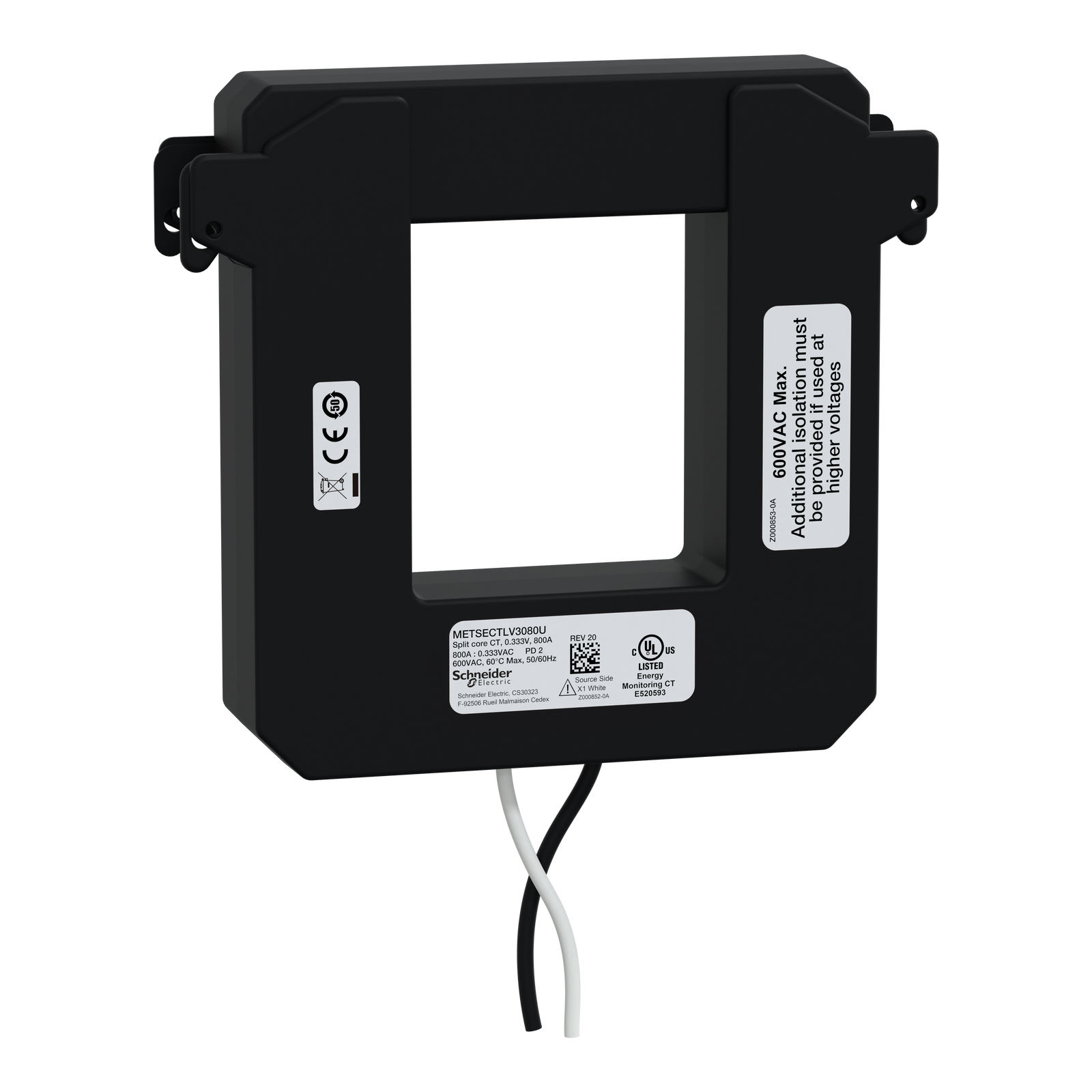 Trasformatore Amperometrico, PowerLogic, TA LVCT apribile, 800 A, uscita 0,333 V, 74x63 mm