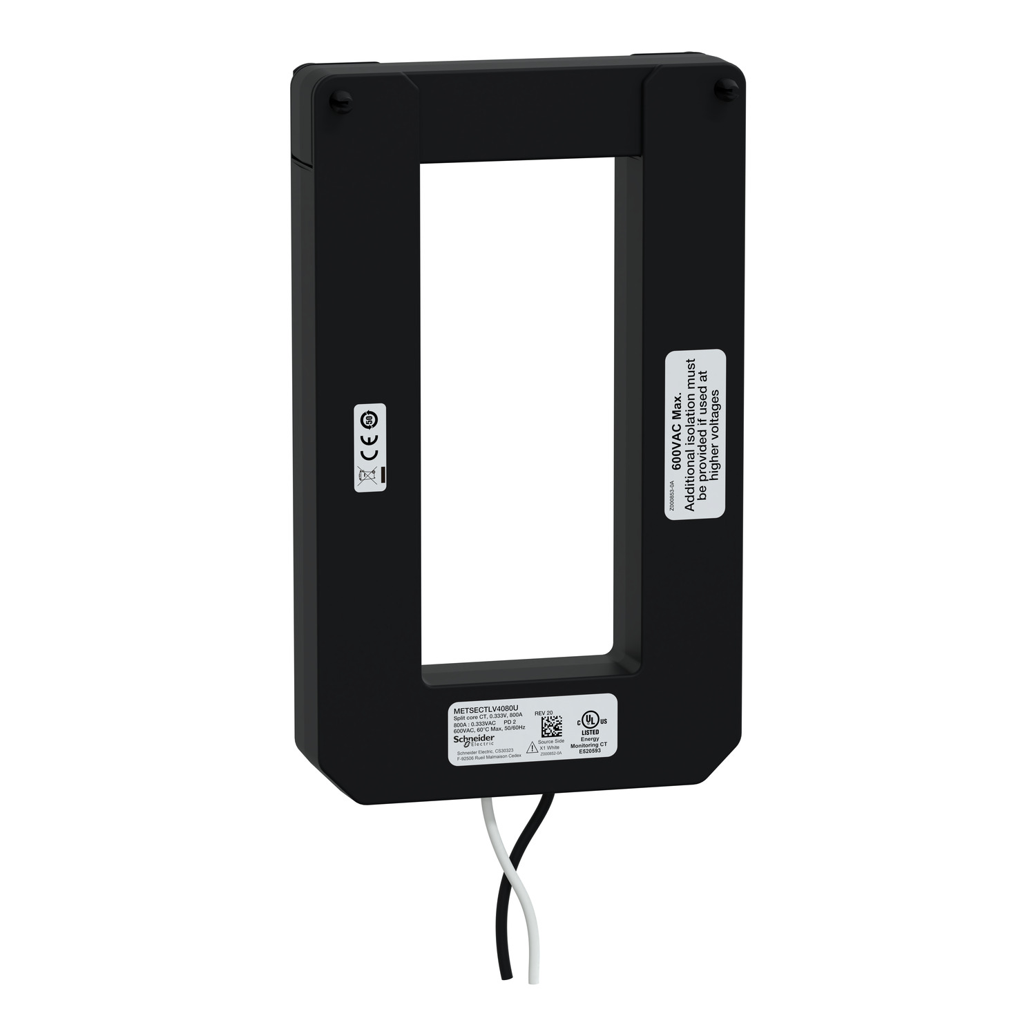 Trasformatore Amperometrico, PowerLogic, TA LVCT apribile, 800 A, uscita 0,333 V, 146x63 mm – Immagine 3 di 3