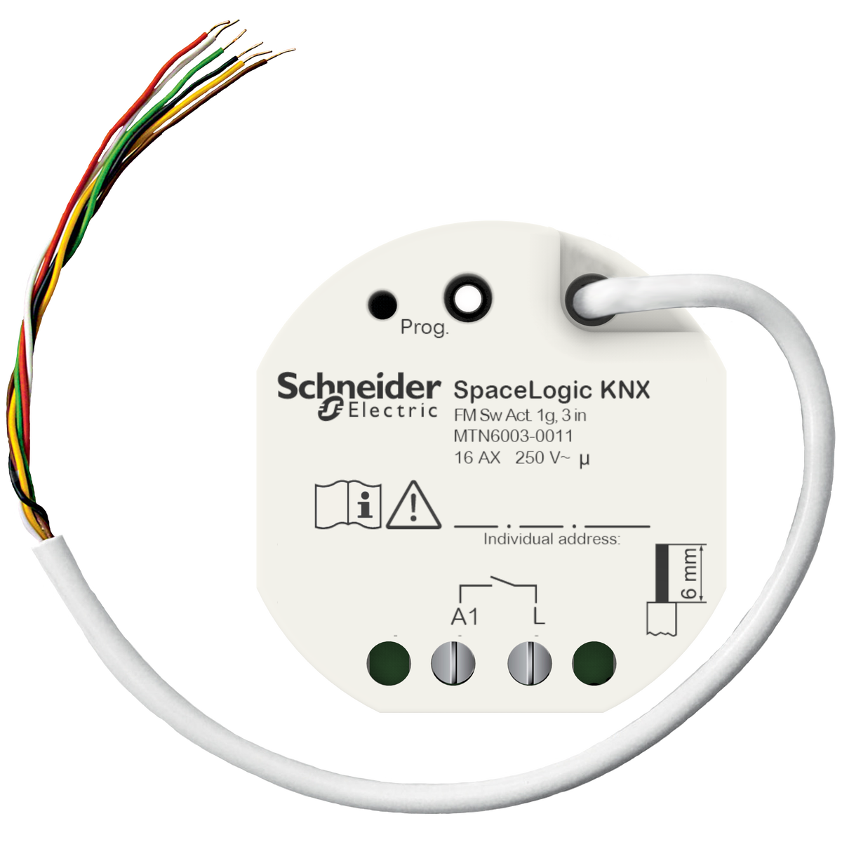 Attuatore Commutazione SpaceLogic KNX da incasso1x16A 3in, KNX Secure