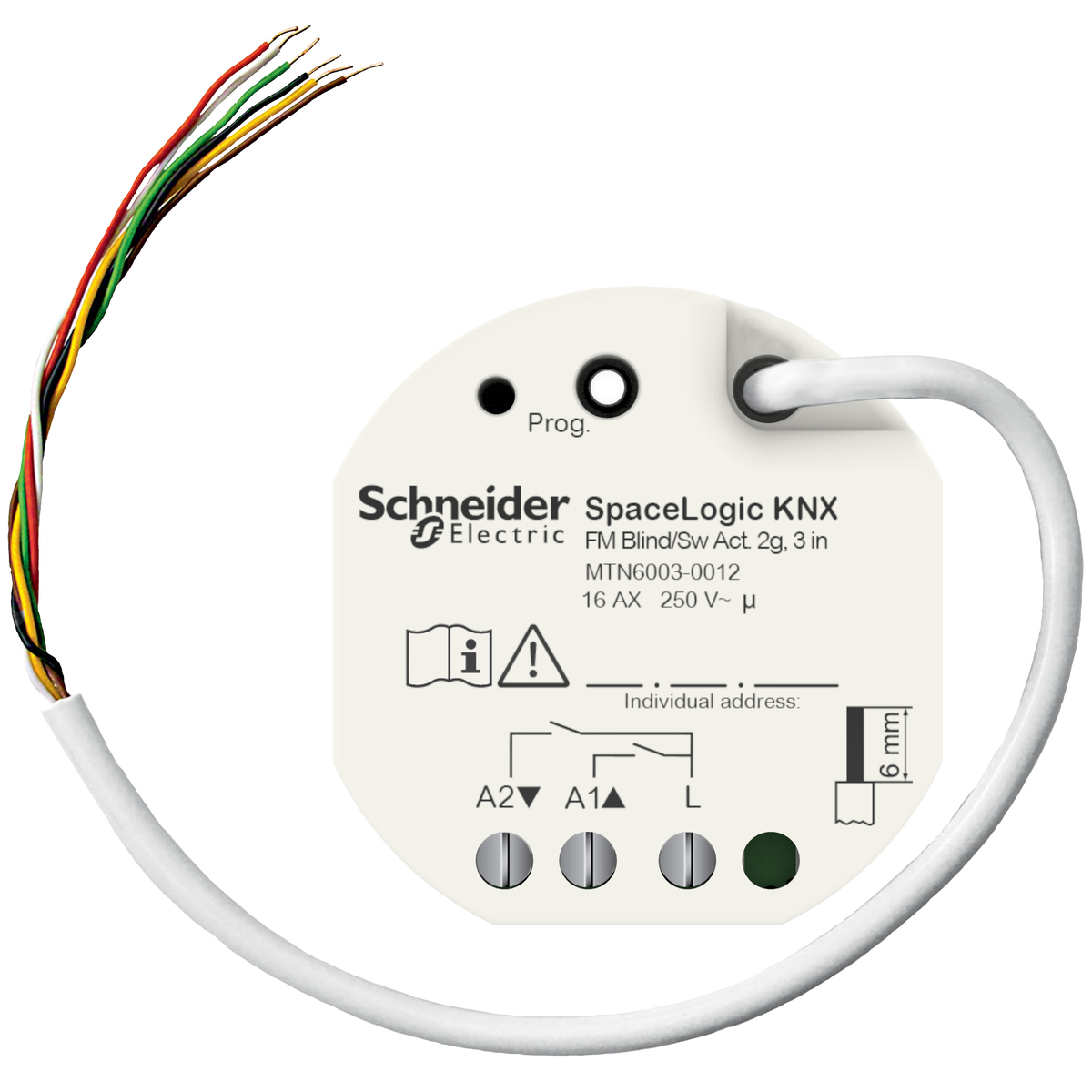 Attuatore Commutazione/Veneziane SpaceLogic KNX da incasso 2x16A 3in, KNX Secure