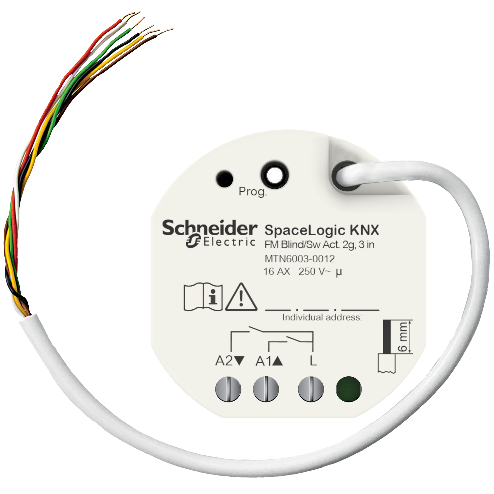 Attuatore Commutazione/Veneziane SpaceLogic KNX da incasso 2x16A 3in, KNX Secure