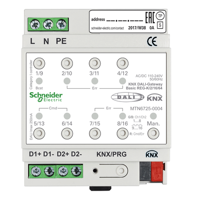Gateway Dali KNX, SpaceLogic KNX, SpaceLogic KNX, 2 canali 128 Lampade Dali2
