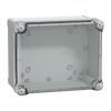 Contenitore in policarbonato , PanelSeT TBP,  UL, IP66, IK08, RAL 7035, 241x192x128 con coperchio trasparente H40