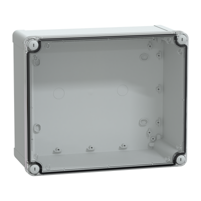 Contenitore in policarbonato , PanelSeT TBP,  UL, IP66, IK08, RAL 7035, A291xL241xP128 con coperchio trasparente H60