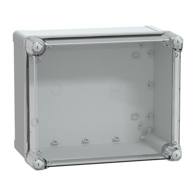 Contenitore in policarbonato , PanelSeT TBP,  UL, IP66, IK08, RAL 7035, A291xL241xP168 con coperchio trasparente H60