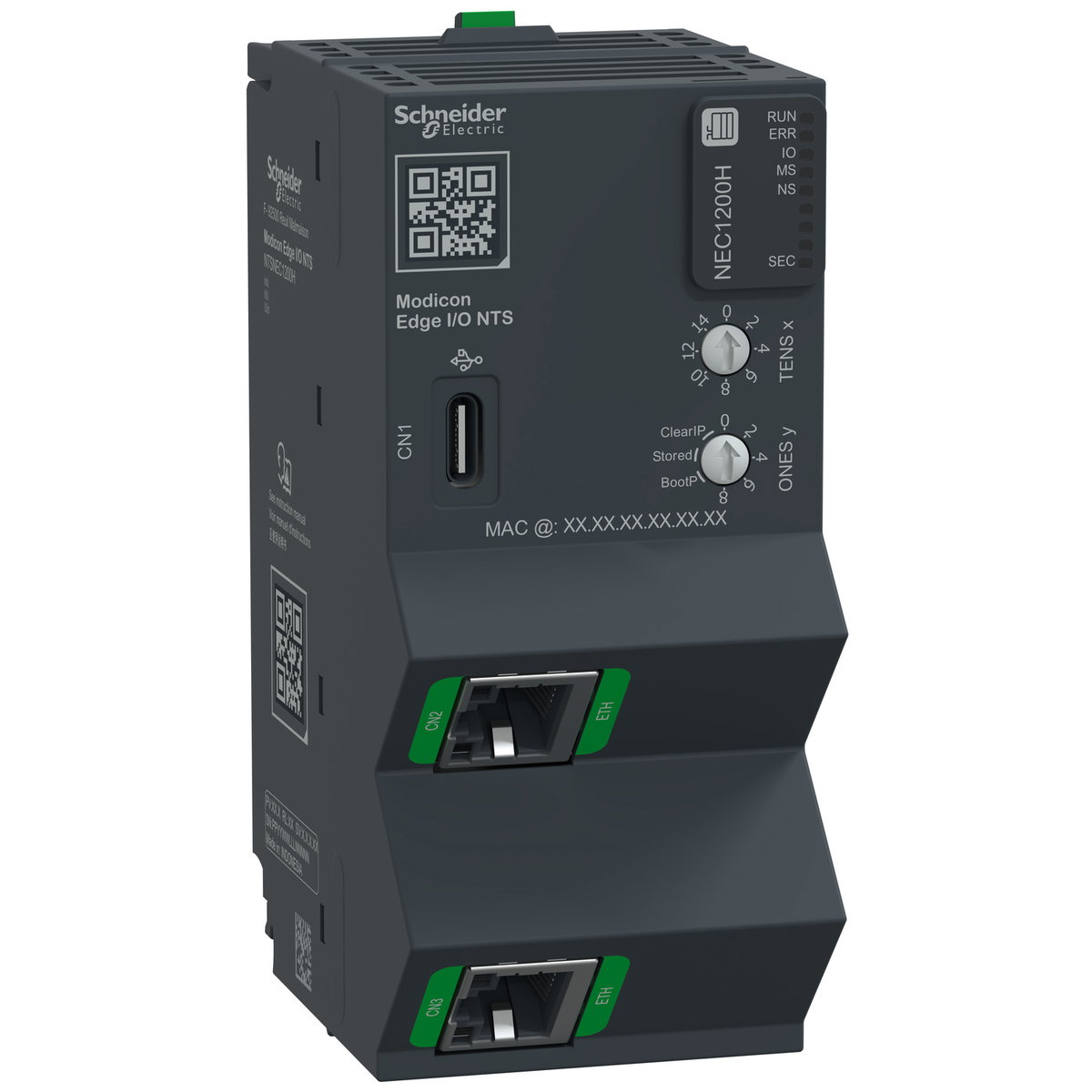 Modulo di interfaccia di rete, EtherNet/IP, Modbus TCP, 100 Mbps, 2 RJ45, Hardened, Modicon Edge I/O NTS – Immagine 3 di 4