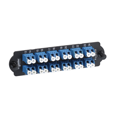 Piastra con 12 bussole LC duplex colore blu per fibre monomodali OS1/OS2