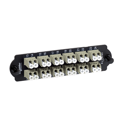 Piastra con 12 bussole LC duplex colore beige per fibre multimodali OM2/OM3/OM4