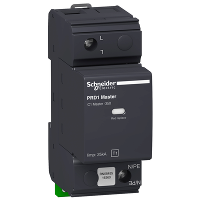 Scaricatore, Acti9, PRD1, 1P, 25kA, Imax 50kA, cartuccia estraibile, Tipo 1, TT, TN-C