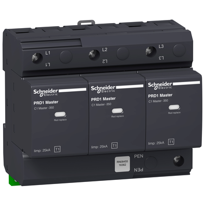 Scaricatore, Acti9, PRD1, 3P, 25kA, Imax 50kA, cartuccia estraibile, Tipo 1, TN-C