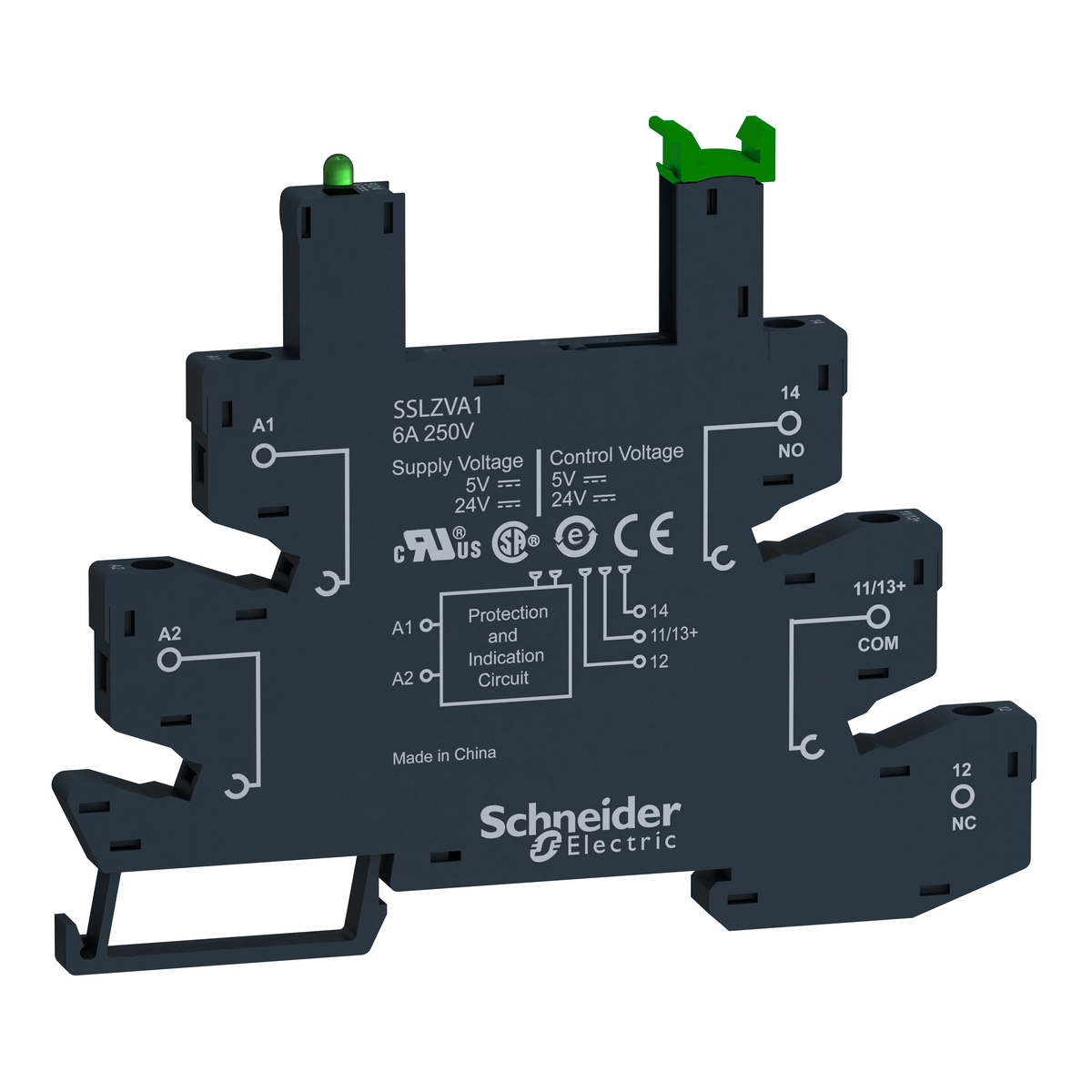 Base SSL - 6 A - 5/24 VDC - morsetto a molla - per relè SSL