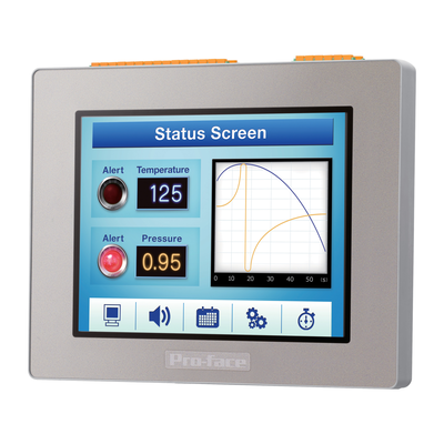 Touch PLC LT4000M 5.7" TFT (QVGA) con I/O Digitali (di tipo Sink), COM (RJ45), Ethernet, USB A/mini-B, 24VDC
