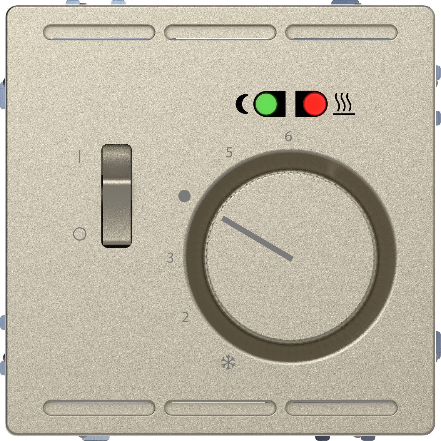 Termostato 230V con interruttore e piastra centrale, sahara, System Desing – Immagine 3 di 3