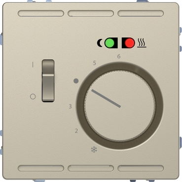 Termostato 230V con interruttore e piastra centrale, sahara, System Desing – Immagine 2 di 3