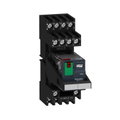 Relè RXM-pulsante test+LED pre-montato-base contatti misti-4NC/NO 6A 24Vca