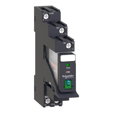 Relè RXG - pulsante test+LED pre-montato - base-1NC/NO 10A 24Vcc + diodo – Immagine 2 di 4