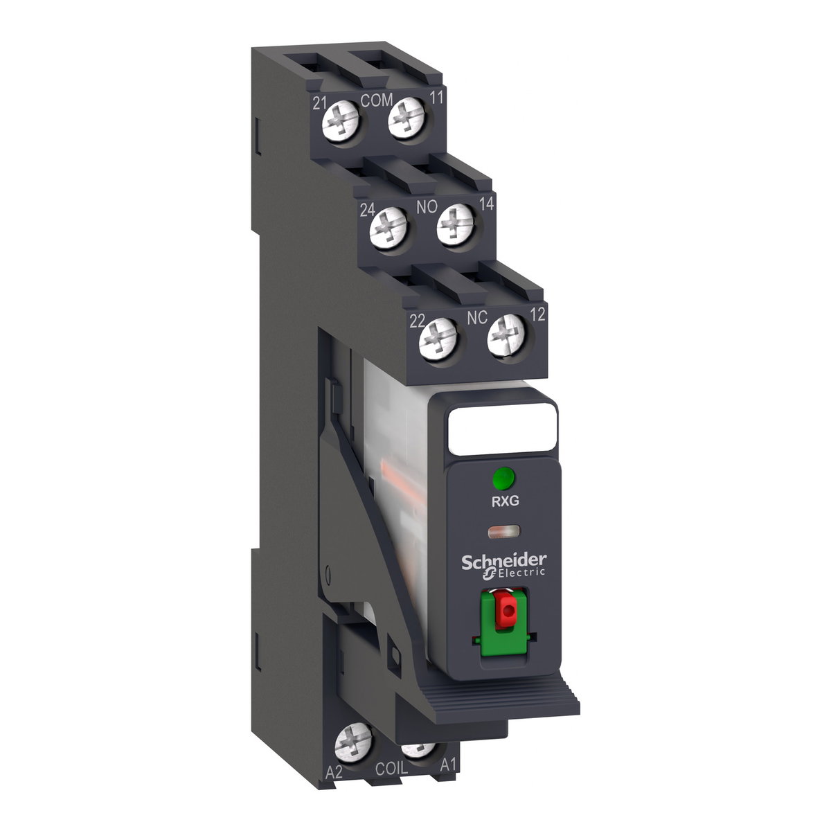 Relè RXG - pulsante test+LED pre-montato - base-2NC/NO 5A 230Vca + varistore – Immagine 3 di 4