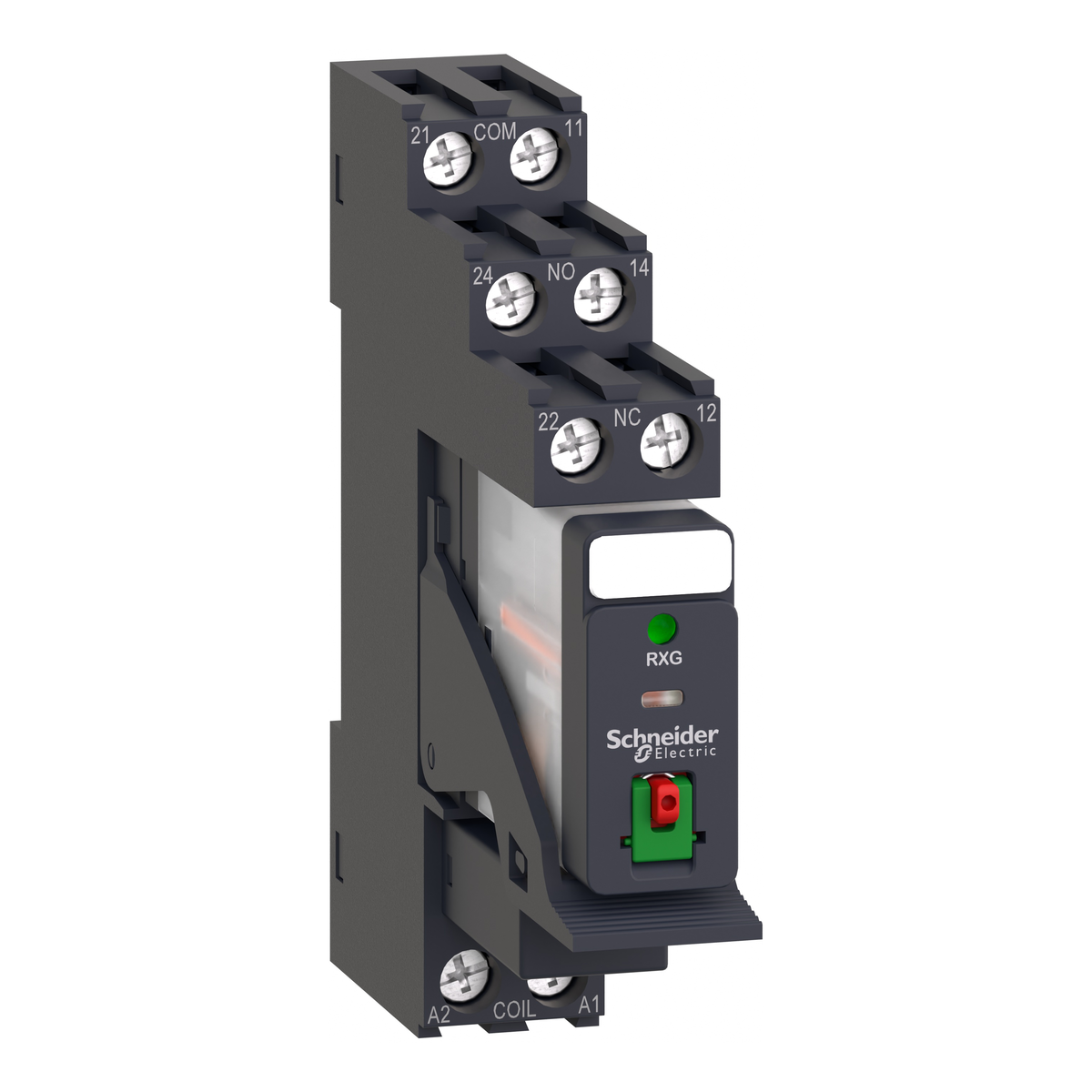 Relè RXG - pulsante test+LED pre-montato - base-2NC/NO 5A 230Vca + varistore