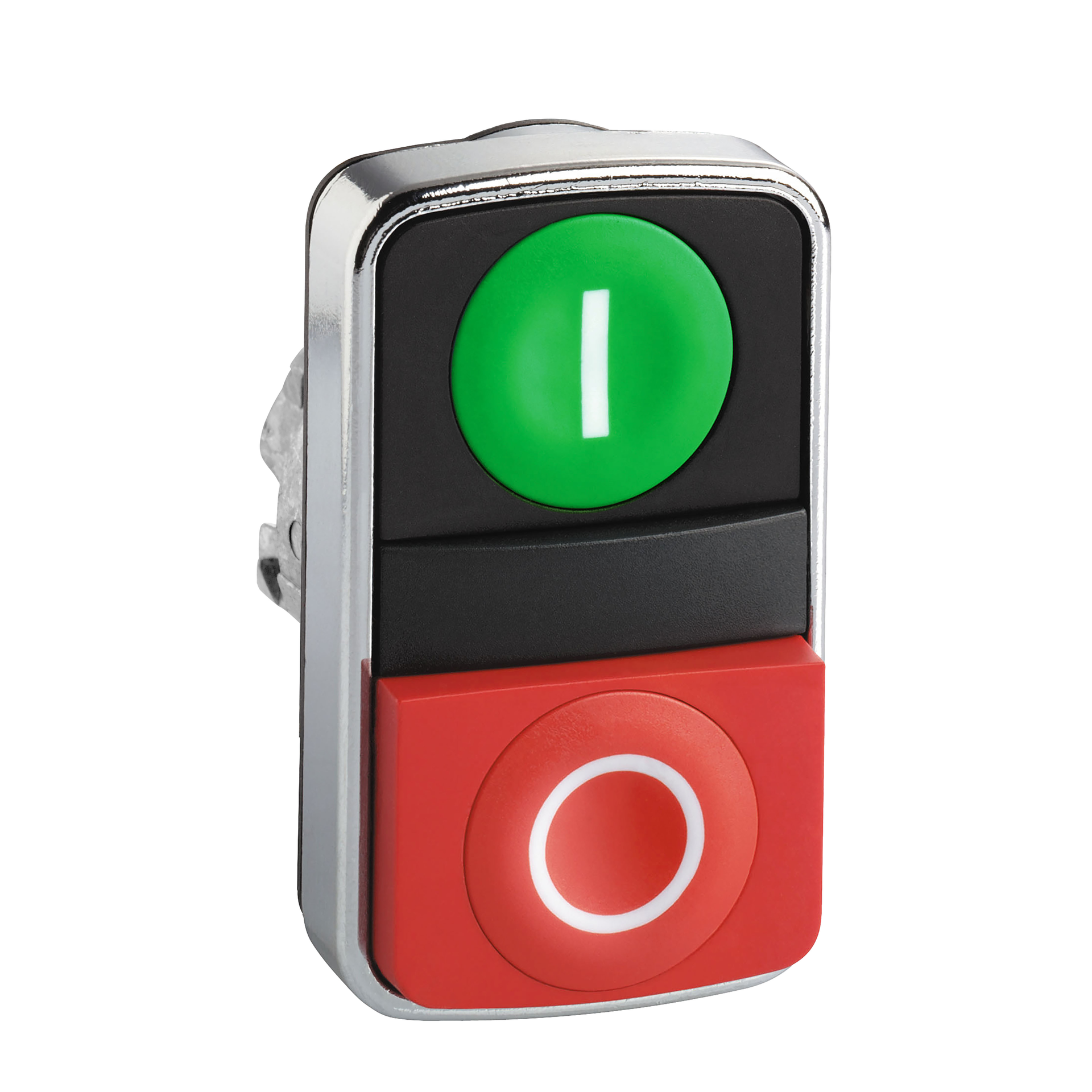 Testa pulsante doppio Ø22 - rossa + verde - 0/I - IP40