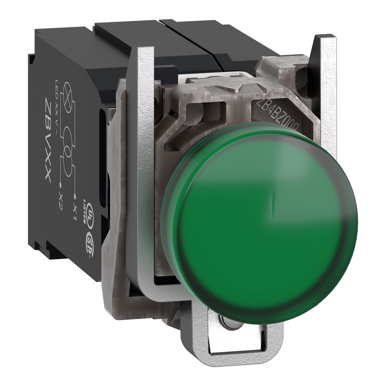 Lampada spia completa verde Ø22 con LED universale 400 Vac