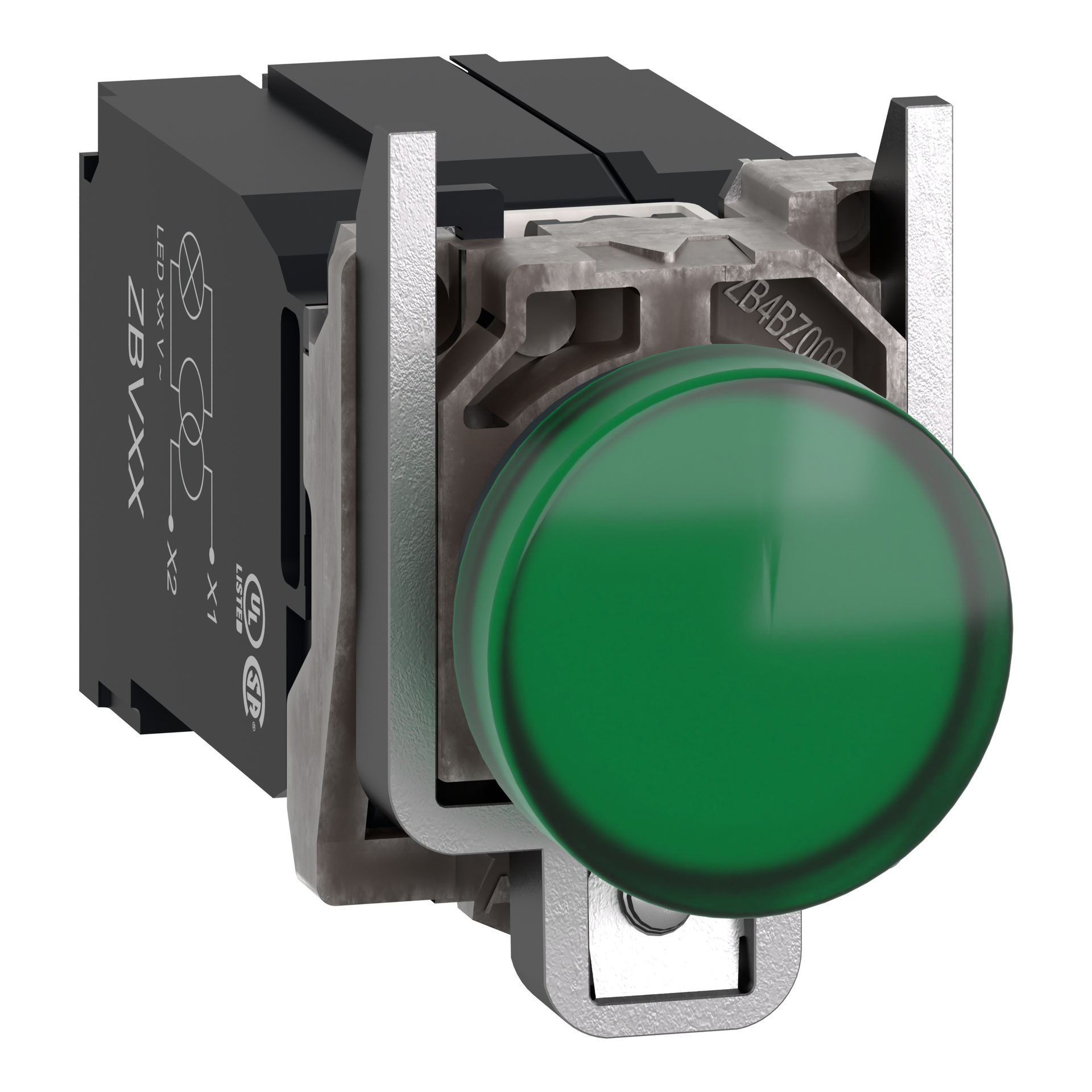 Lampada spia completa verde Ø22 con LED universale 400 Vac