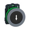 Pulsante, Harmony XB5, filopannello, plastica, nero, 30mm, ad impulso, con marcatura freccia, 1 NO, ghiera grigia
