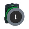 Pulsante, Harmony XB5, filopannello, plastica, nero, 30mm, ad impulso, con marcatura freccia, 1 NO, ghiera grigia
