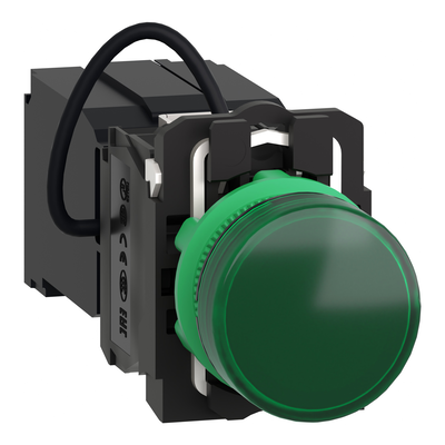 Lampada spia completa verde Ø22 con LED universale 400V