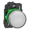 Lampada spia, Harmony XB5, plastica, bianca, 22 mm, LED universale, lente semplice, 24 V AC DC, morsetti Push-in