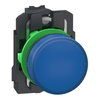 Lampada spia, Harmony XB5, plastica, blu, 22 mm, LED universale, lente semplice, 24 V AC DC, morsetti Push-in